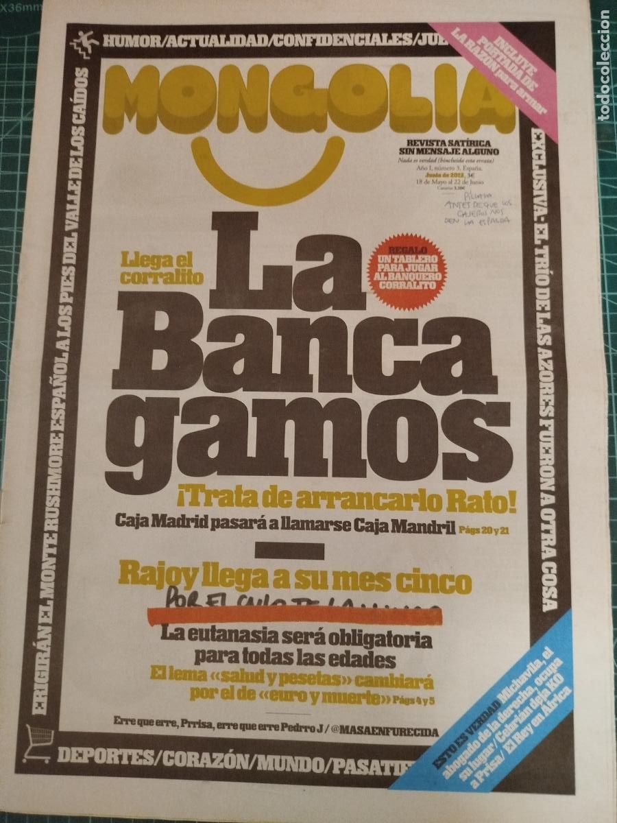 Coleccionismo de revistas y peri&oacute;dicos: REVISTA MONGOLIA N&ordm; 3 LA BANCA GAMOS. SAT&Iacute;RICA POLITICA