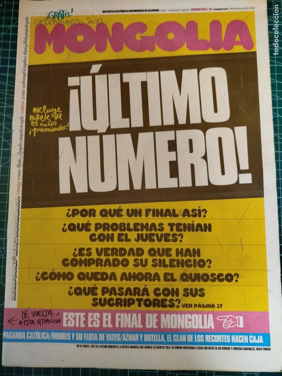 Coleccionismo de revistas y peri&oacute;dicos: REVISTA MONGOLIA N&ordm; 8 ULTIMO N&Uacute;MERO SAT&Iacute;RICA POL&Iacute;TICA