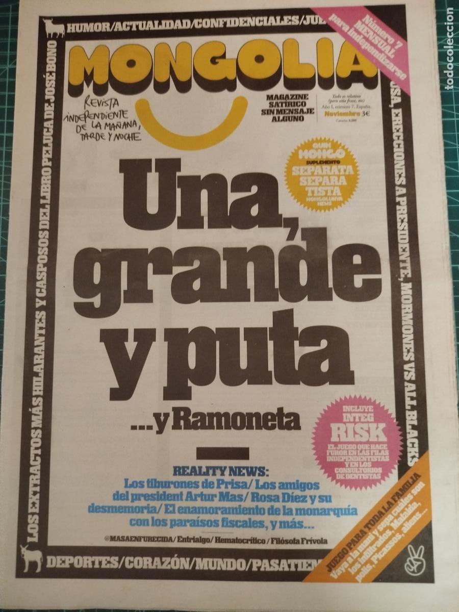Coleccionismo de revistas y peri&oacute;dicos: REVISTA MONGOLIA N&ordm; 7 UNA GRANDE Y PUTA SAT&Iacute;RICA POL&Iacute;TICA