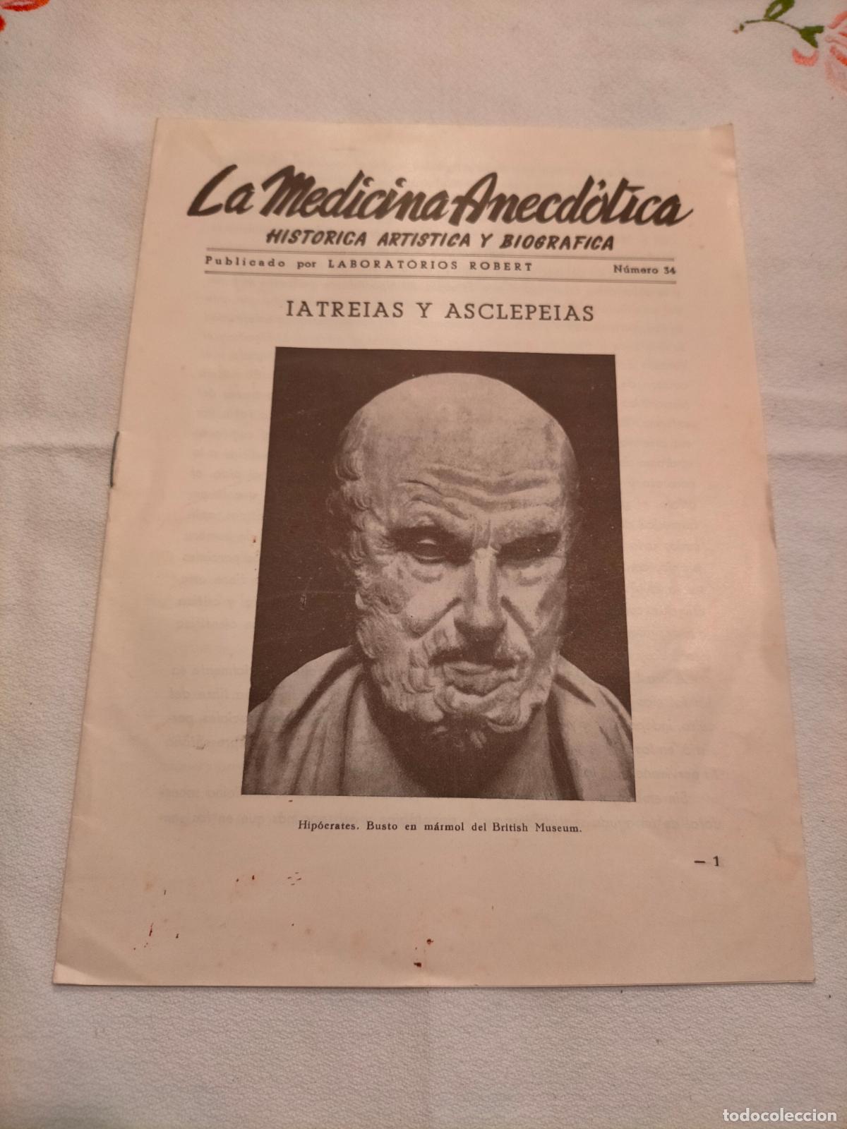 Coleccionismo de Revistas y Peri&oacute;dicos: La medicina anecd&oacute;tica historica art&iacute;stica y biogr&aacute;fica Laboratorios Robert iatreias y asclepeias 34