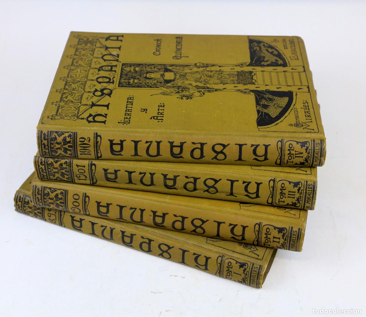 Coleccionismo de Revistas y Peri&oacute;dicos: REVISTA HISPANIA. 4 TOMOS, 1899-1902. COMPLETA. 25x33cm.