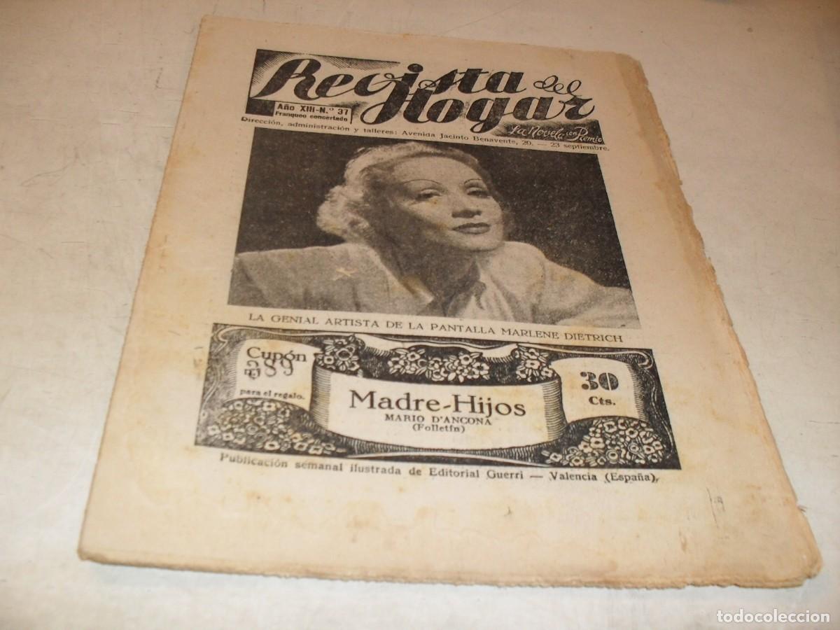 Coleccionismo de Revistas y Peri&oacute;dicos: REVISTA DEL HOGAR N&ordm; 37 CON MARLENE DIETRICH EN PORTADA.EDITORIAL GUERRY,1934