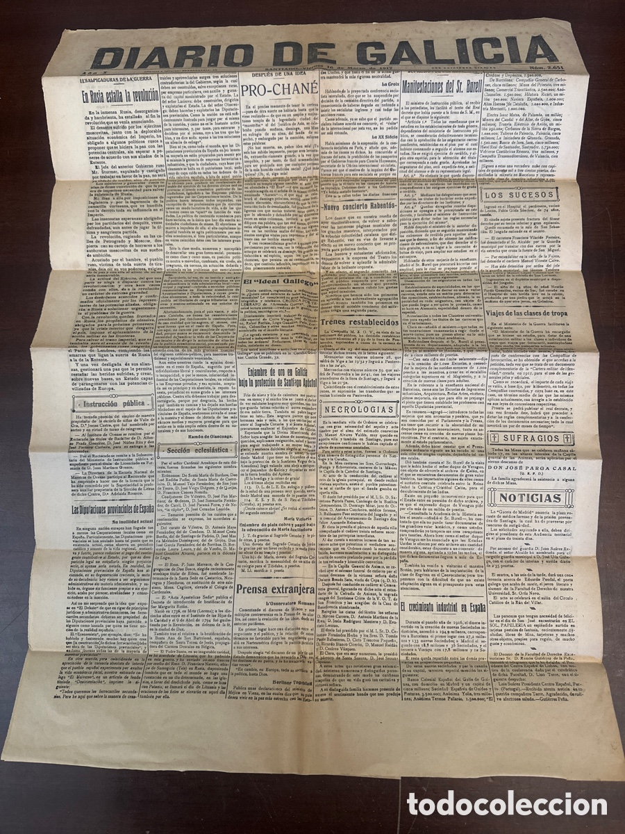 Collezionismo di Riviste e Giornali: GALICIA.SANTIAGO. PERIODICO 'DIARIO DE GALICIA' 16 DE MARZO DE 1917