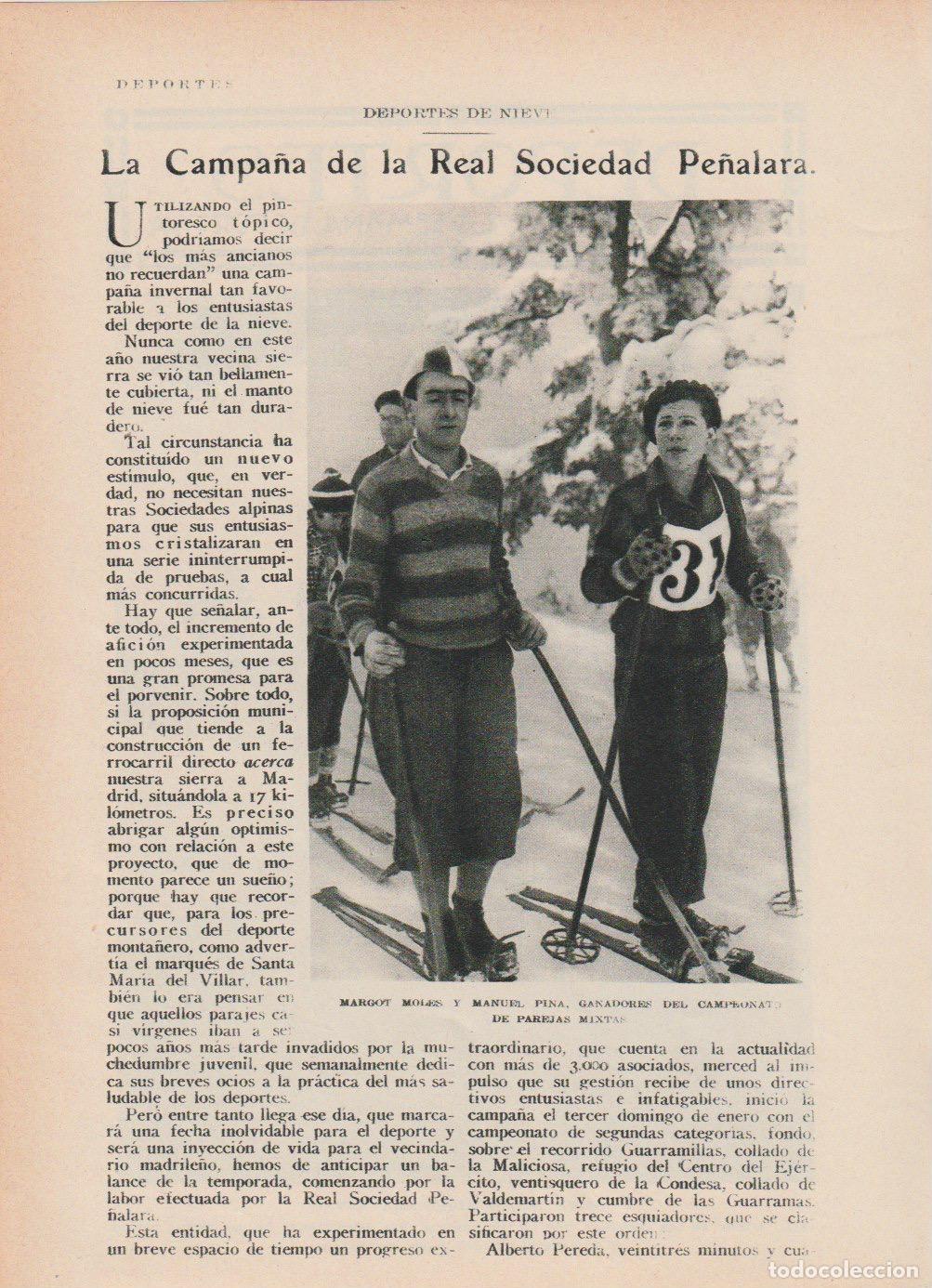 Collezionismo di Riviste e Giornali: * GUADARRAMA * La campa&ntilde;a de la Real Sociedad Pe&ntilde;alara ( Margot Moles, Manuel Pina ) -1930