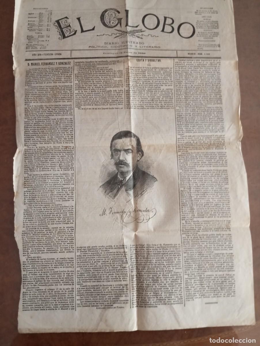 Coleccionismo de revistas y peri&oacute;dicos: PORTADA DEL PERI&Oacute;DICO EL GLOBO, 6/ENERO/ 1888