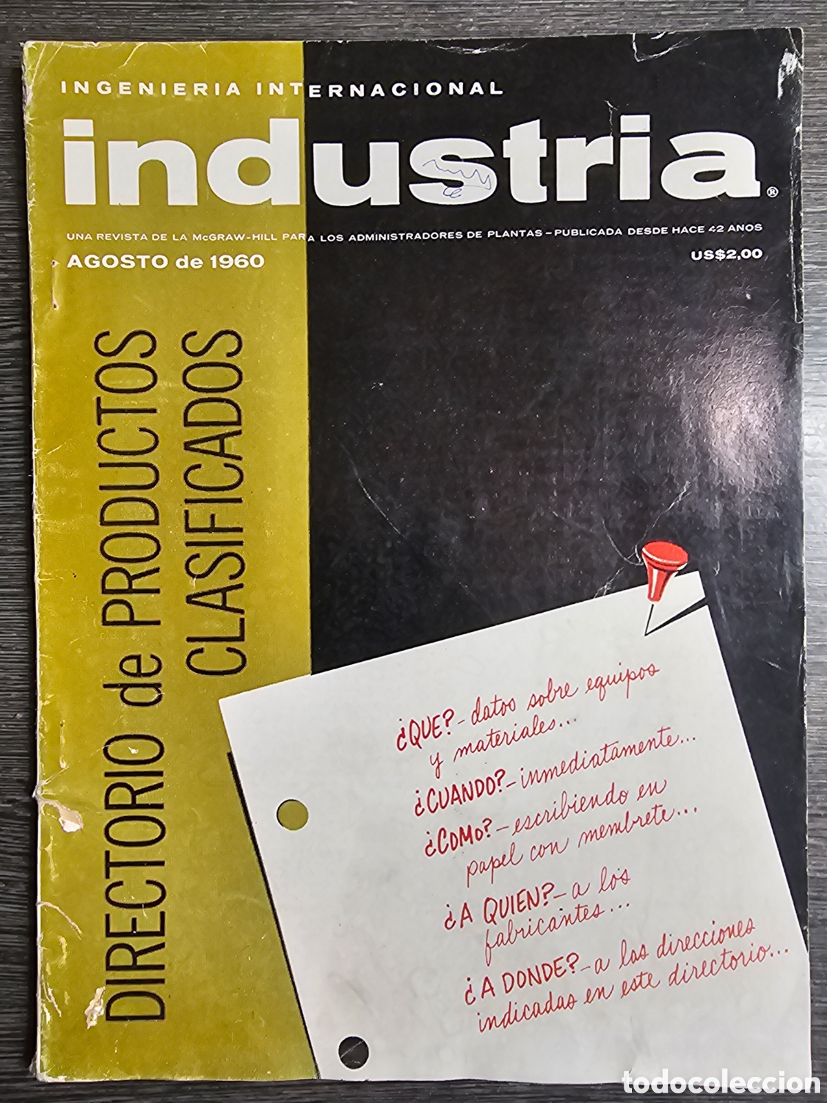 Coleccionismo de Revistas y Peri&oacute;dicos: REVISTA INGENIER&Iacute;A INTERNACIONAL. INDUSTRIA. AGOSTO 1960
