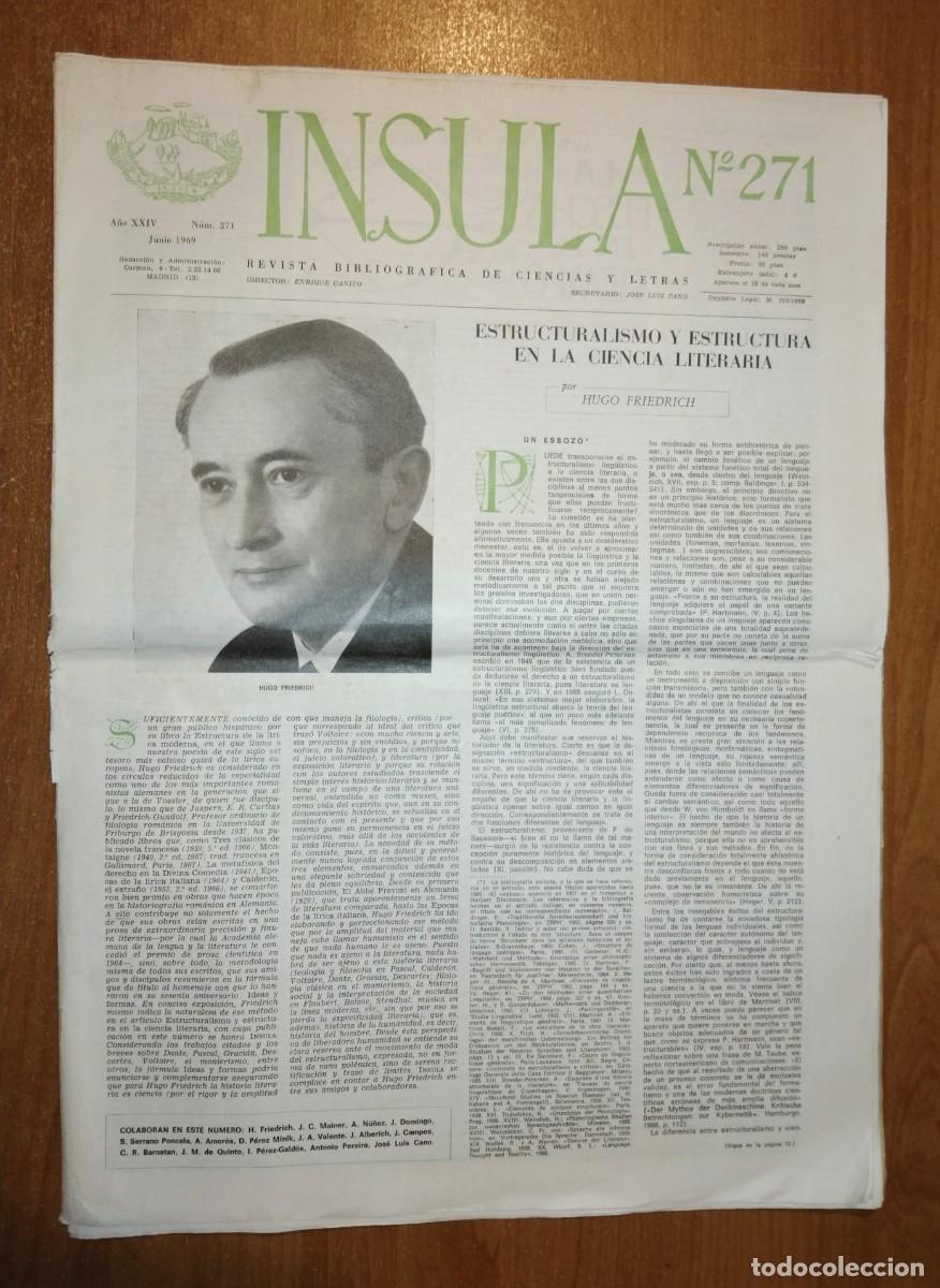 Collectionnisme de Revues et Journaux: &Iacute;NSULA. REVISTA BIBLIOGR&Aacute;FICA DE CIENCIAS Y LETRAS 271, 1969 [HUGO FRIEDRICH. REVISTA ESCORIAL]