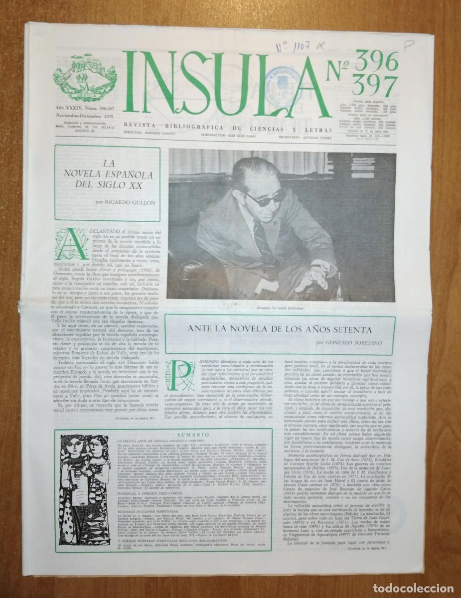 Collectionnisme de Revues et Journaux: &Iacute;NSULA. REVISTA BIBLIOGR&Aacute;FICA DE CIENCIAS Y LETRAS 396-397, 1979 [NOVELA ESPA&Ntilde;OLA. D&Iacute;EZ-CANEDO]