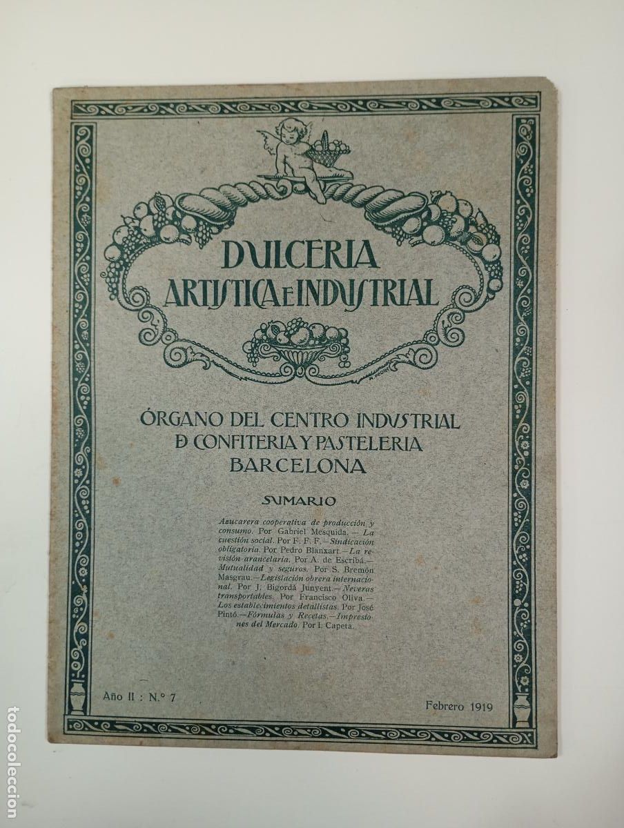 Coleccionismo de revistas y peri&oacute;dicos: DULCER&Iacute;A ART&Iacute;STICA E INDUSTRIAL. N&ordm; 7 A&Ntilde;O II. BARCELONA. FEBRERO 1919. TDKR12