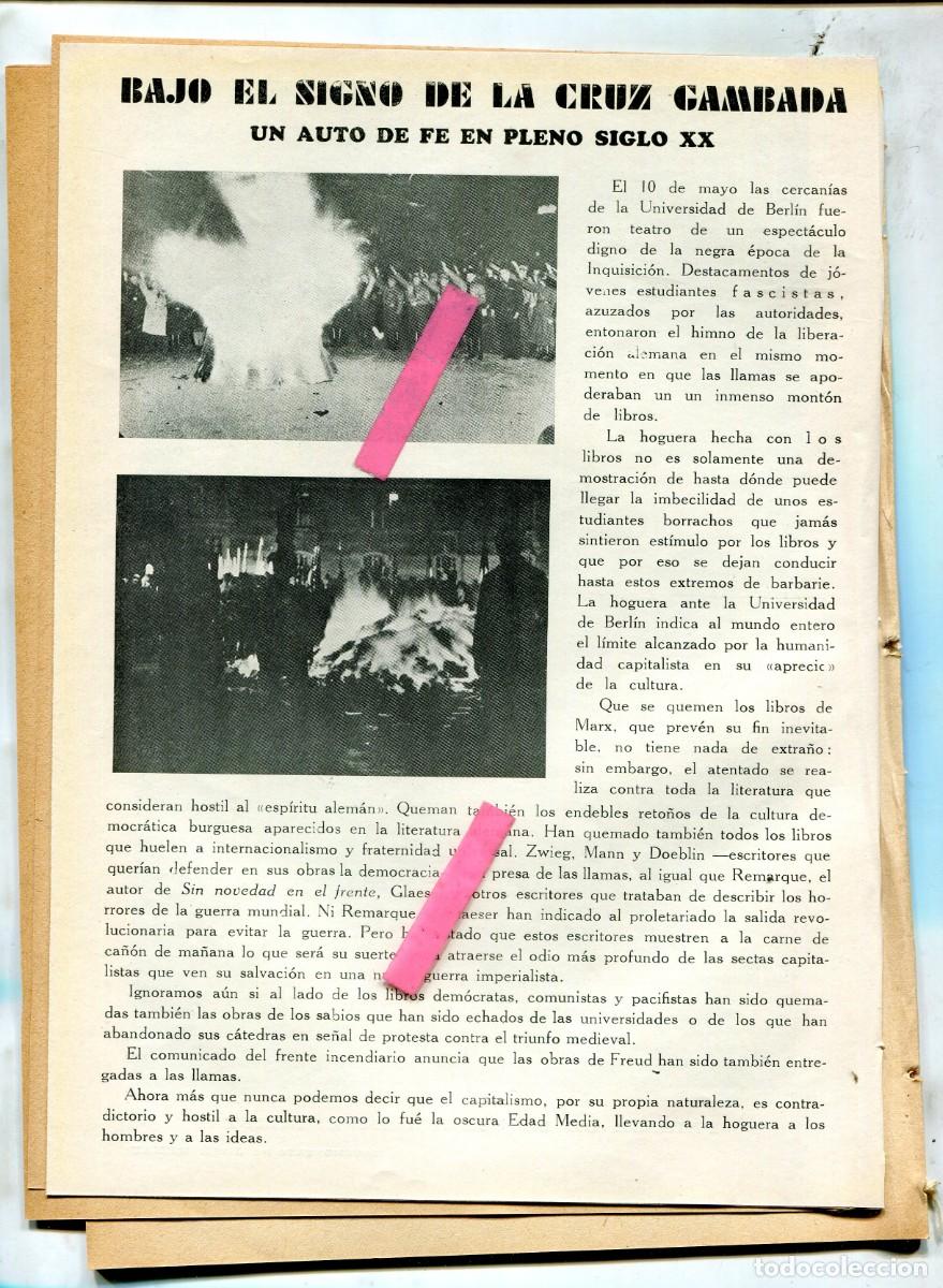 Collection Magazines and Newspapers: REVISTA ANARQUISTA A&Ntilde;O 1933 SISIFOS ISAAC PUENTE QUEMA DE LIBROS EN ALEMANIA NAZI CIMBALI BIOCOSMOS