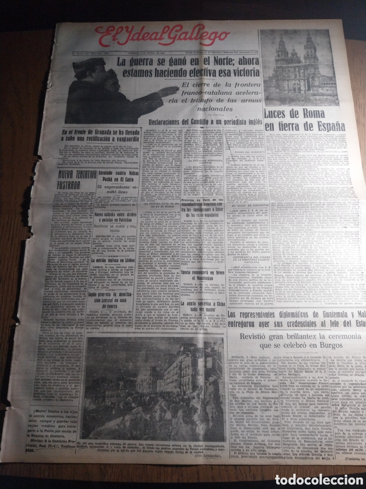 Collezionismo di Riviste e Giornali: IDEAL GALLEGO 1938 LA GUERRA SE GANO EN EL NORTE , AHORA ESTAMOS HACIENDO EFECTIVA ESA VICTORIA
