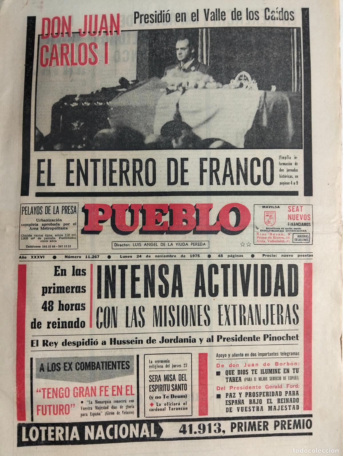Coleccionismo de Revistas y Peri&oacute;dicos: DON JUAN CARLOS I PRESIDIO EN EL VALLE DE LOS CAIDOS EL ENTIERRO DE FRANCO, PUEBLO, 24-11-1975