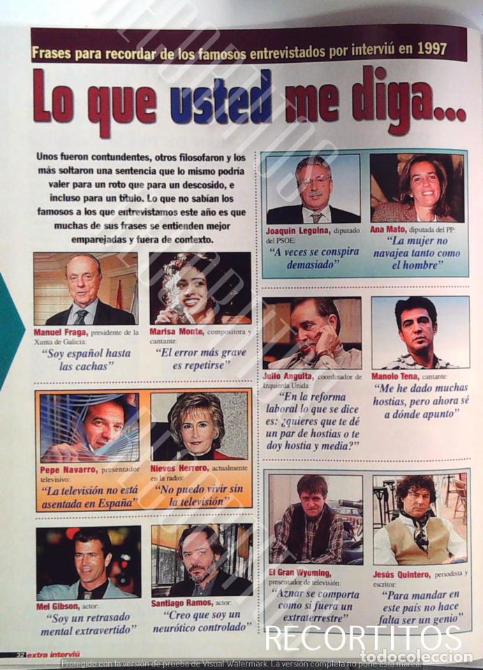 Coleccionismo de revistas y peri&oacute;dicos: MARISA MONTE MEL GIBSON JESUS QUINTERO PEPE NAVARRO NIEVES HERRERO SANTIAGO RAMOS MANOLO TENA EL GRA