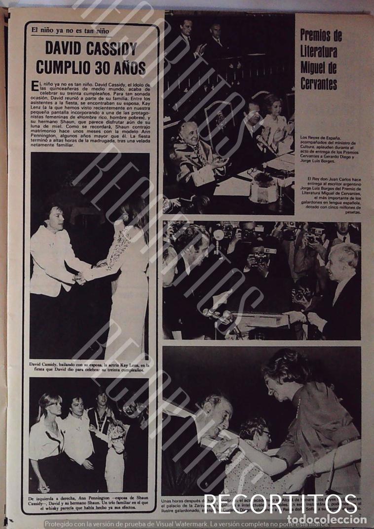 Coleccionismo de Revistas y Peri&oacute;dicos: DAVID CASSIDY REINA SOFIA REY JUAN CARLOS PREMIOS MIGUEL DE CERVANTES