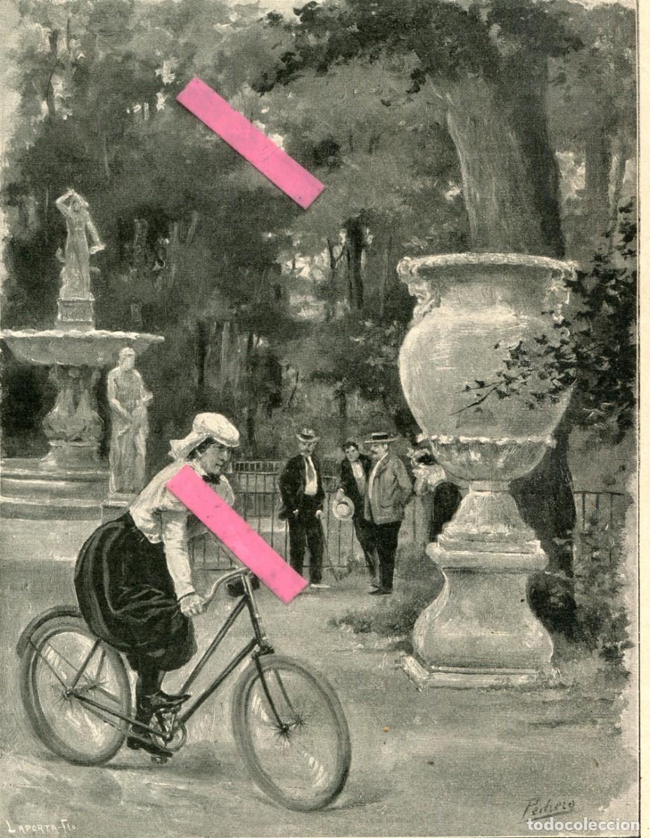 Coleccionismo de Revistas y Peri&oacute;dicos: REVISTA ENTERA A&Ntilde;O 1898 DEPORTE FEMENINO CICLISMO MUJER EN BICICLETA EN ARANJUEZ POR PEDRERO