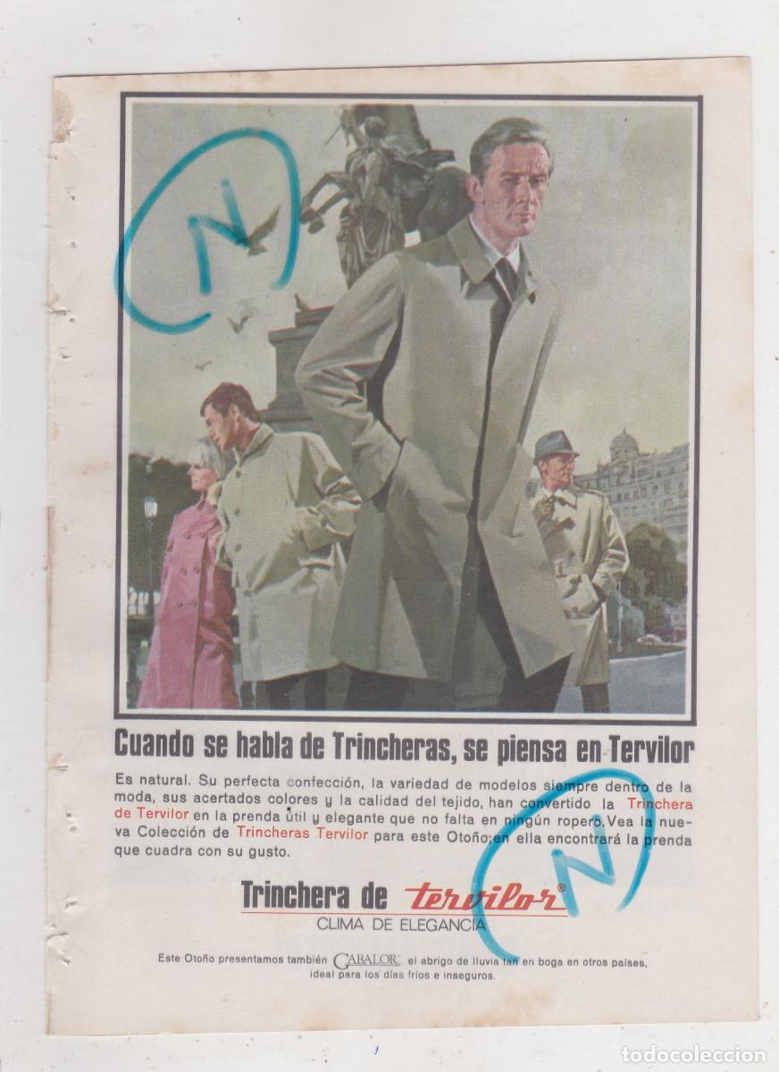 Coleccionismo de Revistas y Peri&oacute;dicos: PUBLICIDAD T 1966. ANUNCIO TRINCHERA DE TERVILOR + GINEBRA BOOTH'S (REVERSO)