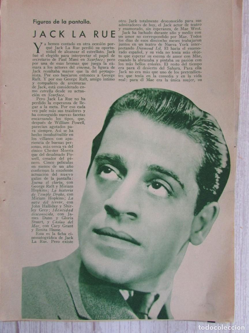 Collection Magazines and Newspapers: RECORTE BLANCO Y NEGRO 2211 1933 JACK LA RUE 2 P&Aacute;GS