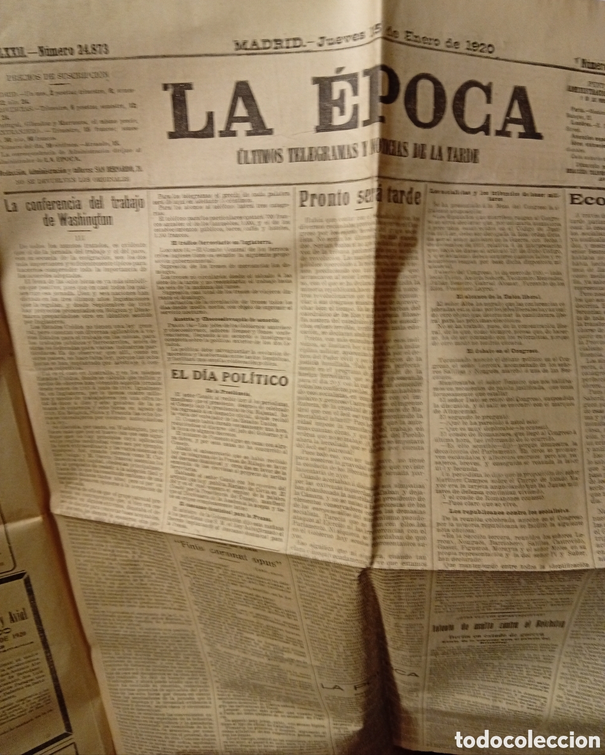 Colecionismo de Revistas e Jornais: La &Eacute;poca antiguo peri&oacute;dico del a&ntilde;o 1920
