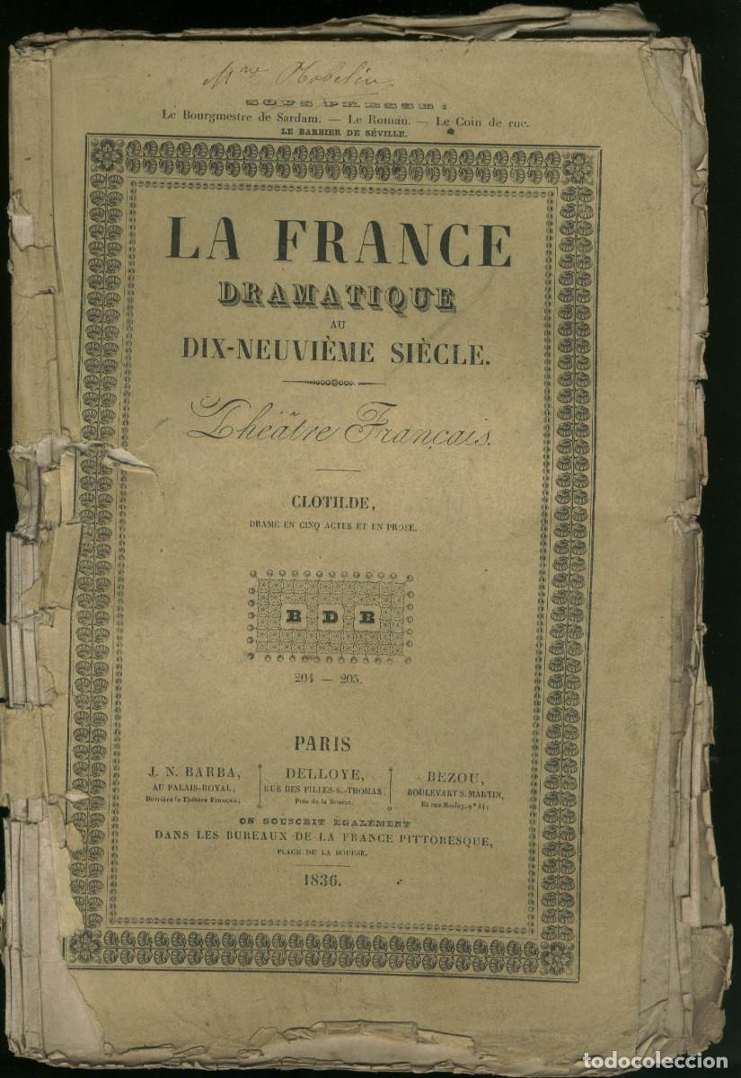 Collezionismo di Riviste e Giornali: SOULI&Eacute;, Fr&eacute;d&eacute;ric y BOSSANGE, Adolphe. Clotilde (France Dramatique; 204-205)