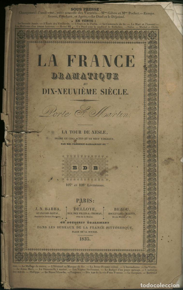 Coleccionismo de revistas y peri&oacute;dicos: GAILLARDET, F. y DUMAS, A. La tour de Nesle (France Dramatique; 107-108) 1835