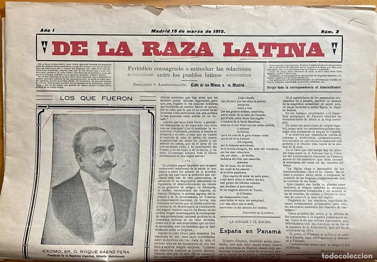 Collezionismo di Riviste e Giornali: PERIODICO LA RAZA LATINA- A&Ntilde;O I - N&deg; 2 - MUY RARO- MADRID- 1915