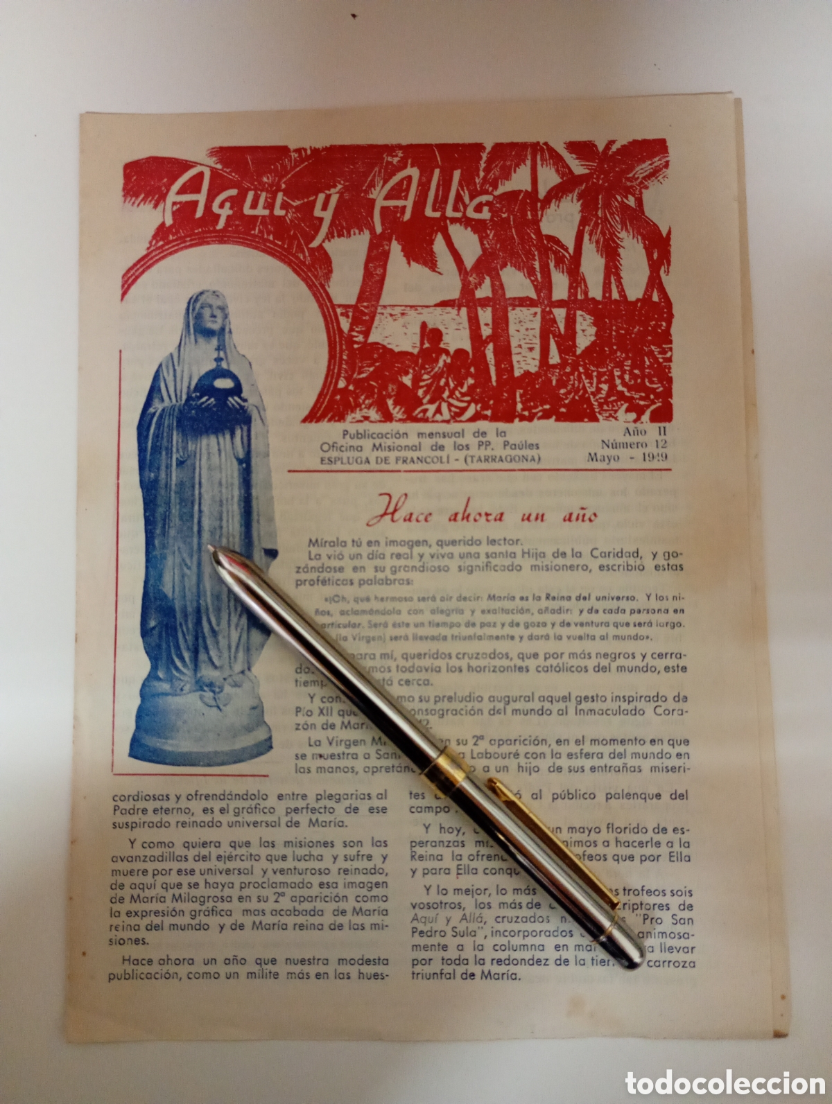 Coleccionismo de Revistas y Peri&oacute;dicos: ESPLUGA DE FRANCOL&Iacute; ''AQU&Iacute; Y ALL&Aacute;'' PUB. MENSUAL OFICINA MISIONAL DE LOS PP. PA&Uacute;LES N&ordm;12 MAYO 1949