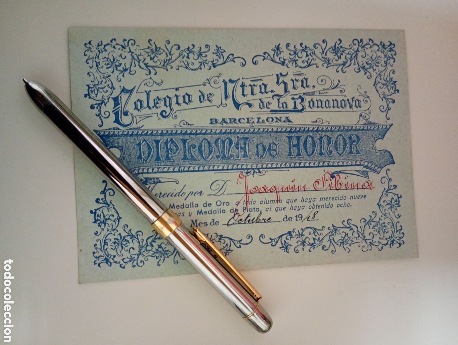 Coleccionismo de Revistas y Peri&oacute;dicos: VINTAGE BONANOVA COLEGIO DE NTRA. SRA. DE LA, DIPLOMA DE HONOR A JOAQU&Iacute;N..,..................10/1948