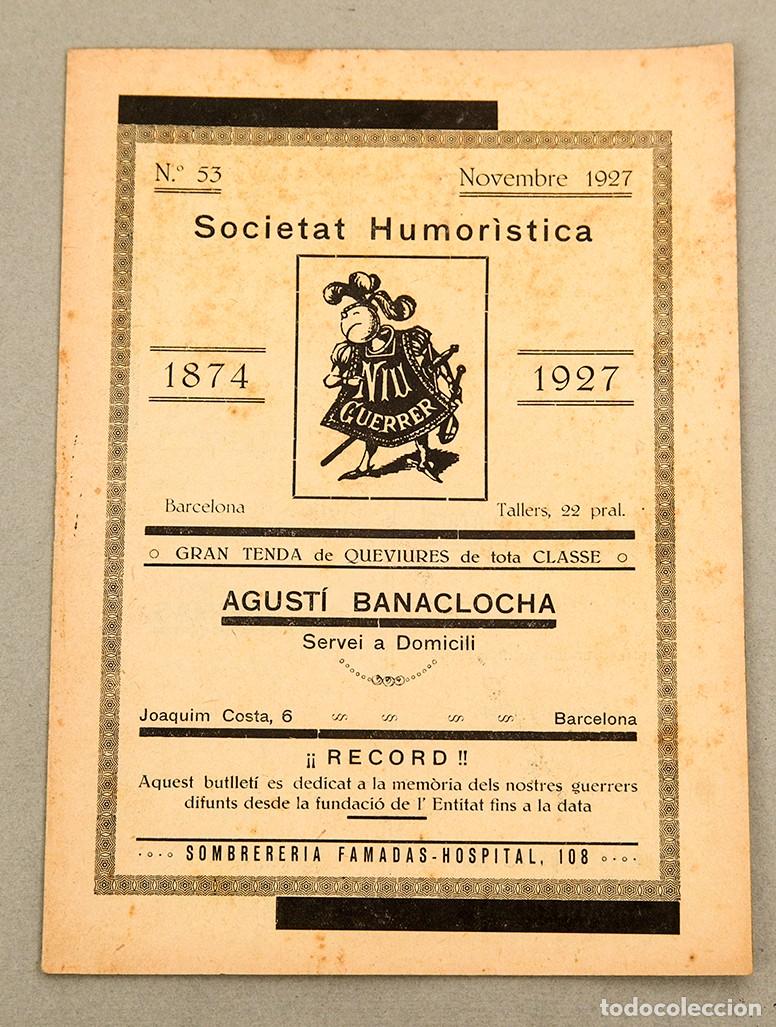 Coleccionismo de revistas y peri&oacute;dicos: NIU GUERRER - SOCIETAT HUMORISTICA - 1927 - NUM. 53