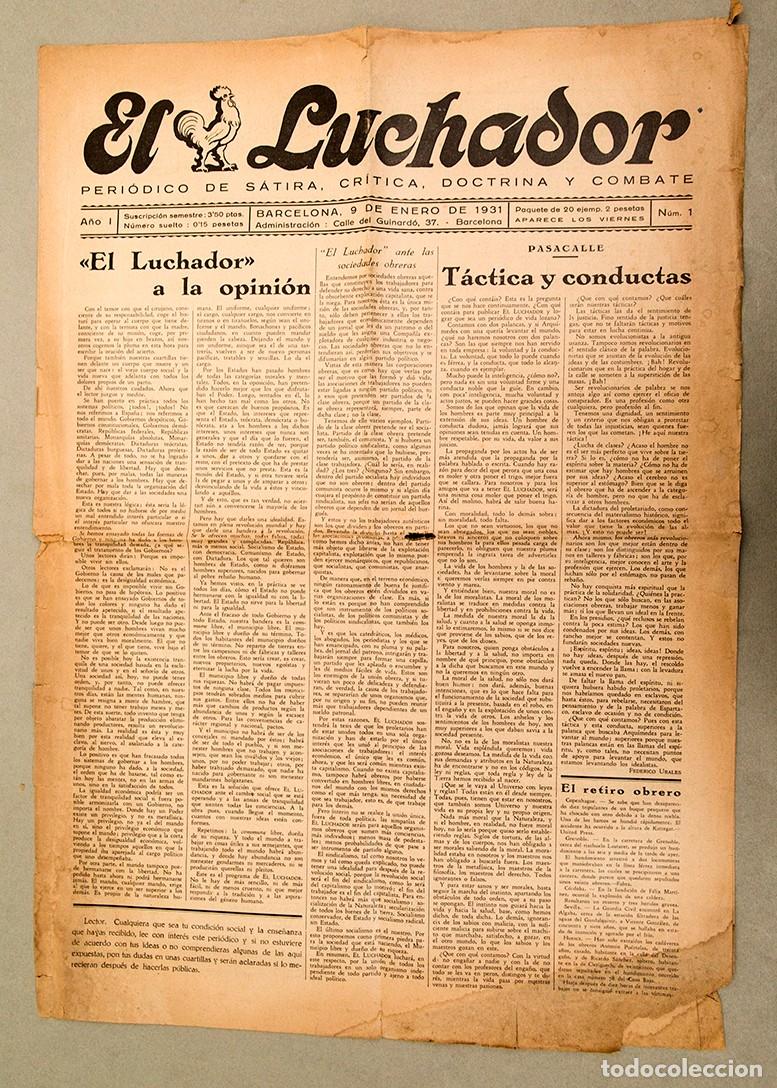 Coleccionismo de Revistas y Peri&oacute;dicos: EL LUCHADOR - Peri&oacute;dico de S&aacute;tira, Cr&iacute;tica, Doctrina y Combate - 1931 - A&Ntilde;O 1 NUM. 1