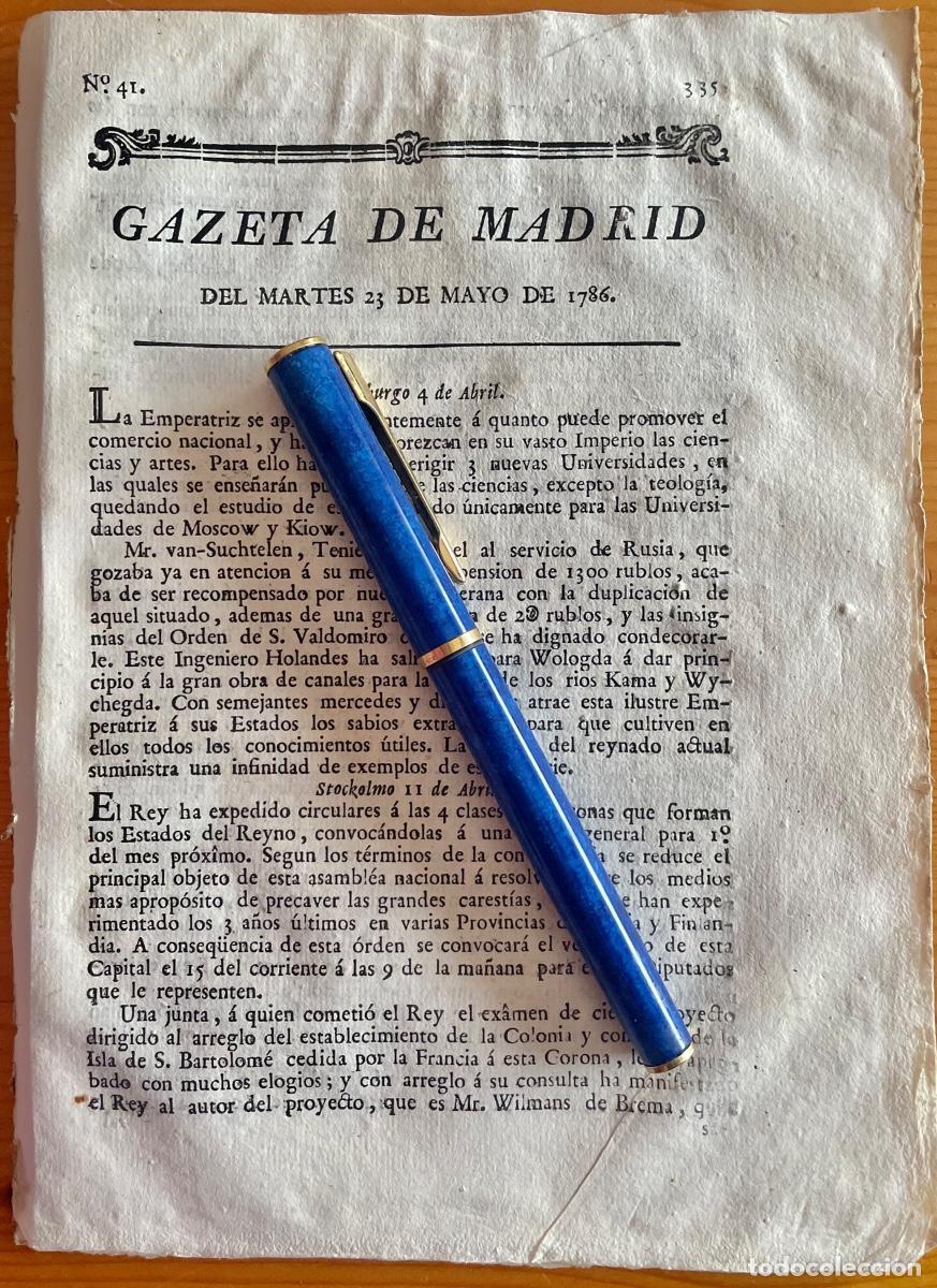 Colecionismo de Revistas e Jornais: CASTELLON- CARTAGENA- MADRILEJOS- MALLORCA- GACETA- GAZETA MADRID- 1786