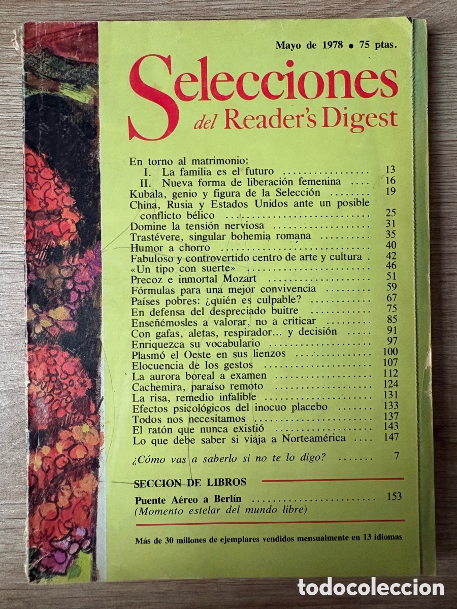 Coleccionismo de Revistas y Peri&oacute;dicos: (L530/E) Selecciones del Reader's Digest. Mayo de 1978. Entorno al matrimonio.