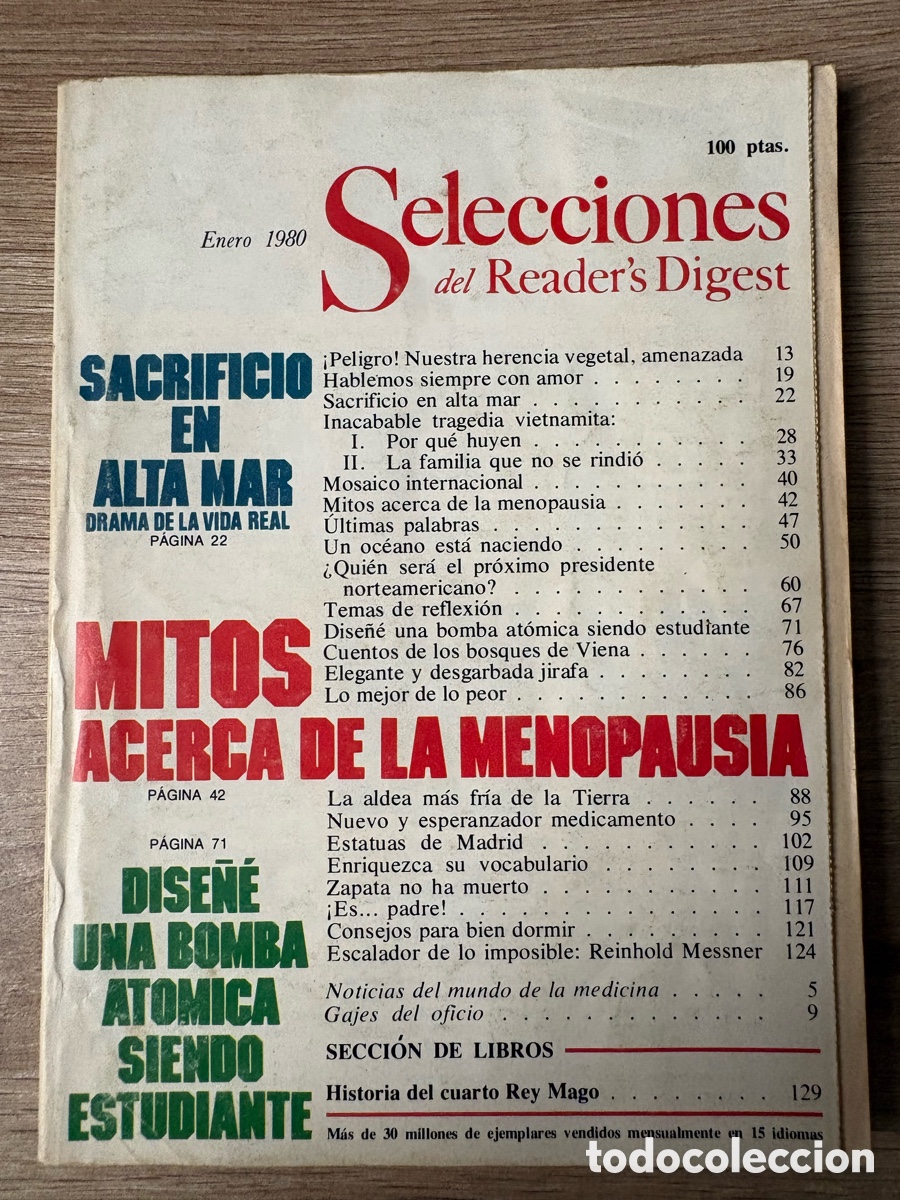 Coleccionismo de Revistas y Peri&oacute;dicos: (L530/F) Selecciones Reader's Digest. Enero de 1980. &iexcl;Peligro! Nuestra herencia vegetal, amenazada.