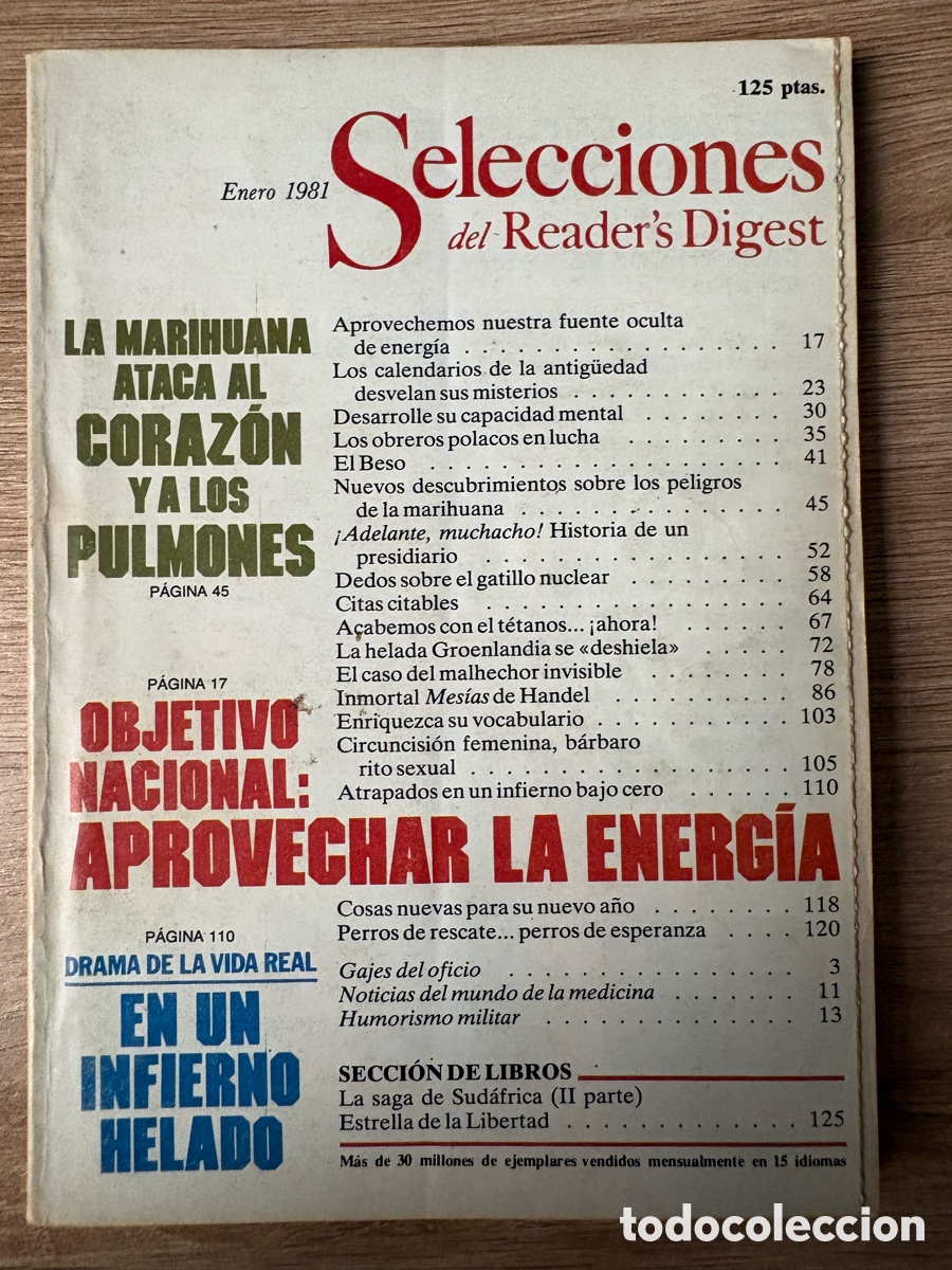 Colecionismo de Revistas e Jornais: (L530/I) Selecciones Reader's Digest. Enero de 1981. Aprovechemos nuestra fuente oculta de energ&iacute;a.