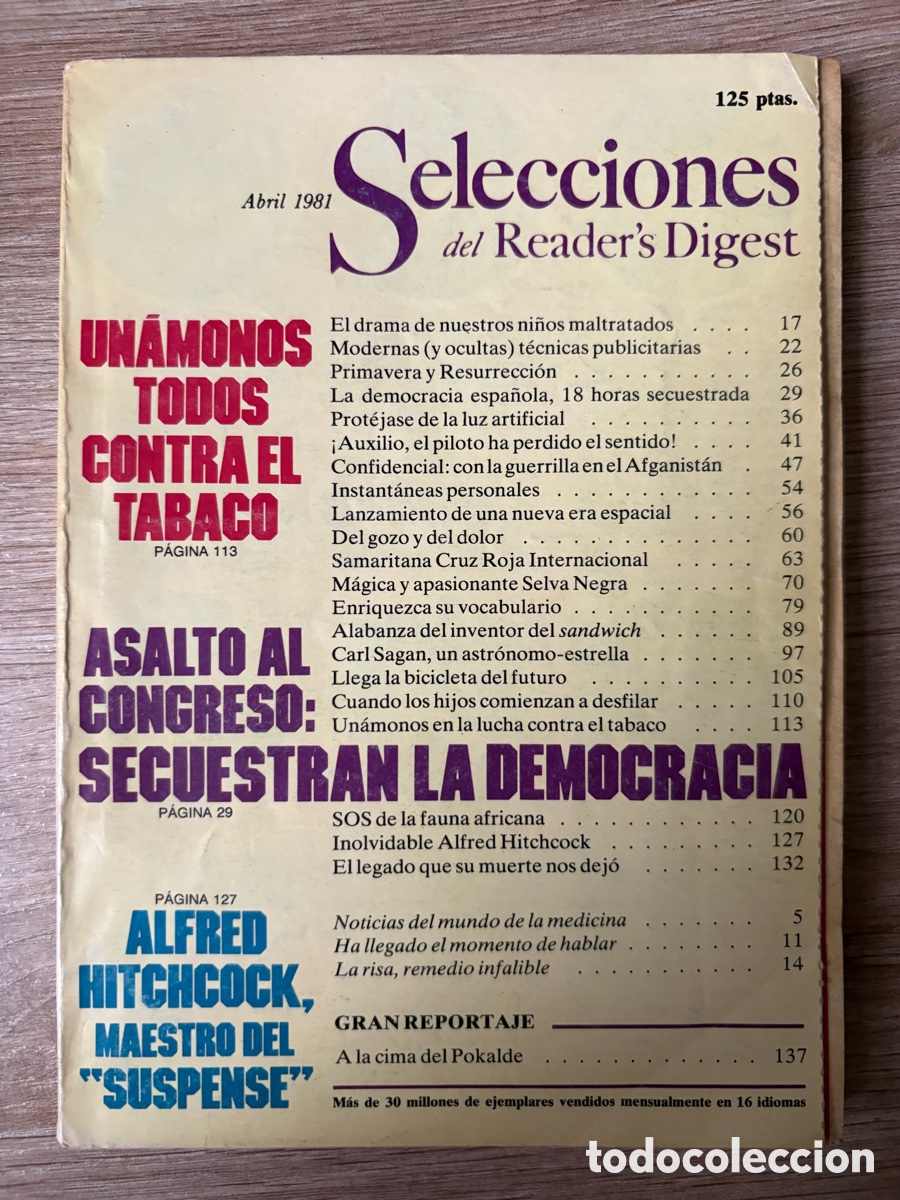 Colecionismo de Revistas e Jornais: (L530/J) Selecciones del Reader's Digest. Abril de 1981. El drama de nuestros ni&ntilde;os maltratados.