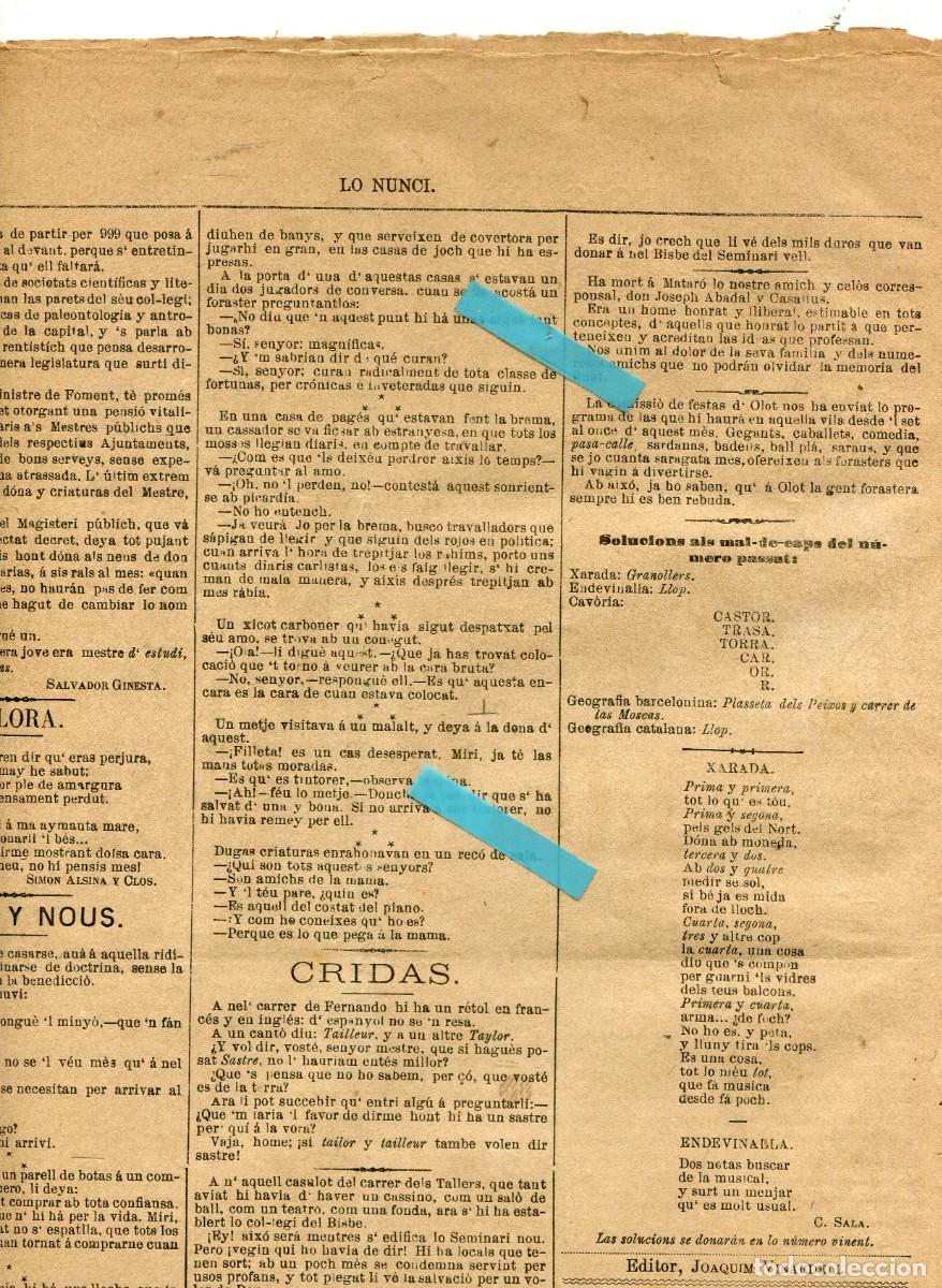 Coleccionismo de Revistas y Peri&oacute;dicos: SETMANARI LO NUNCI ANY 1878 FESTA MAJOR D'OLOT OLOT GEGANTS CABALLETS