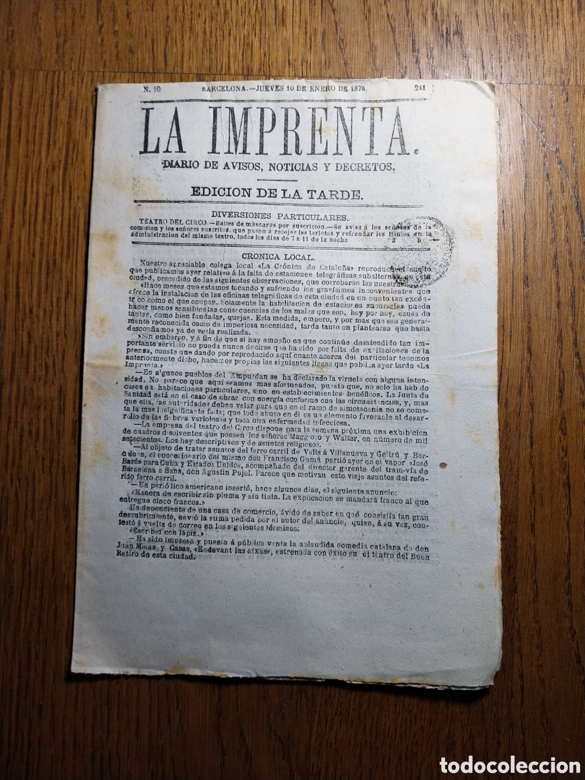 Collectionnisme de Revues et Journaux: LA IMPRENTA 1878 LA REINA ISABEL Y EL REY ALFONSO XII. EL JOCKEY POR BACHAUMOUNT