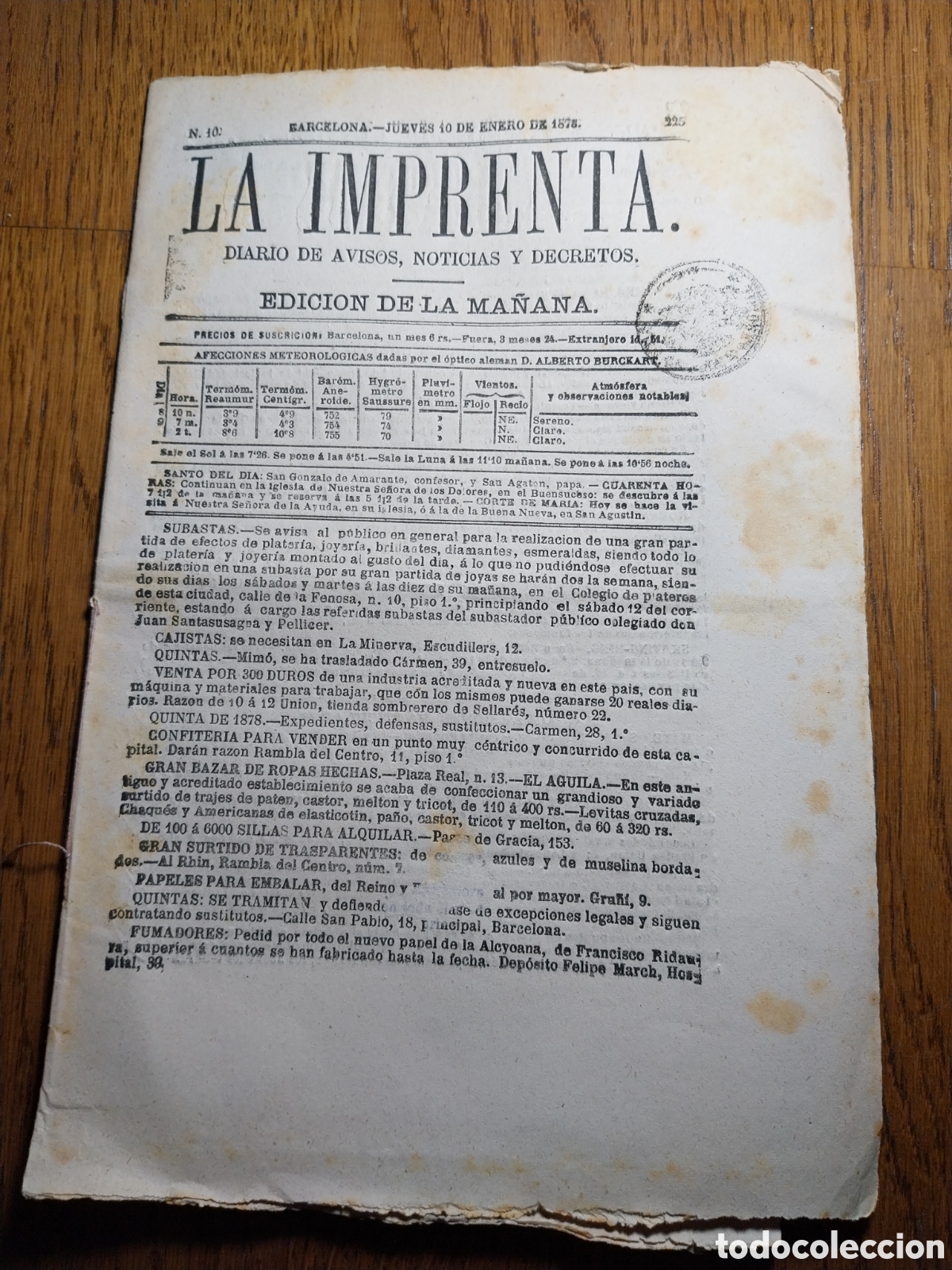 Collectionnisme de Revues et Journaux: LA IMPRENTA 1878 LA REINA ISABEL Y LA PR&Oacute;XIMA BODA DE ALFONSO XII. LAS GUARDIAS DE MADRID JUECES