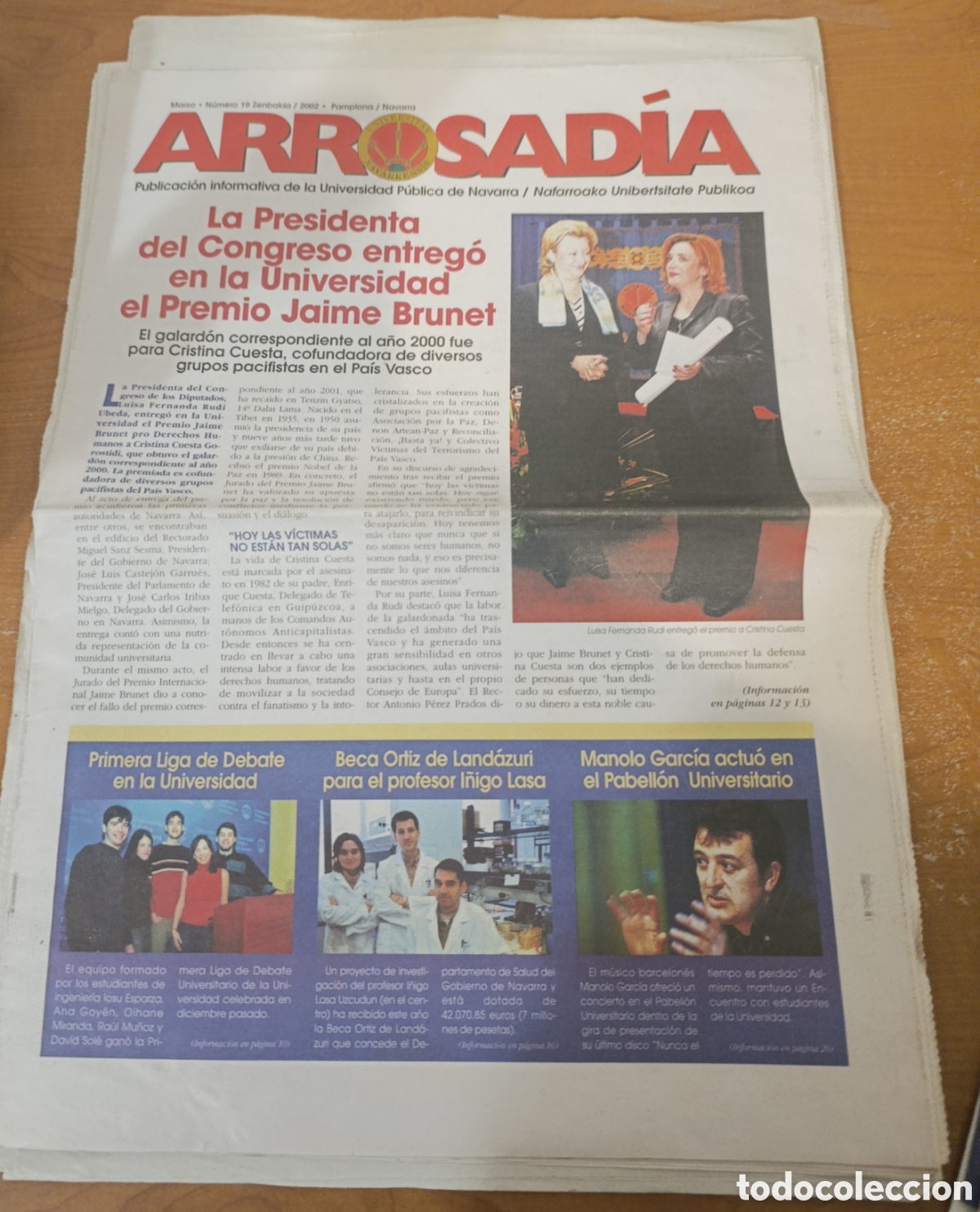 Collezionismo di Riviste e Giornali: ARROSADIA PERIODICO DE LA UNIVERSIDAD P&Uacute;BLICA DE NAVARRA MARZO DE 2002