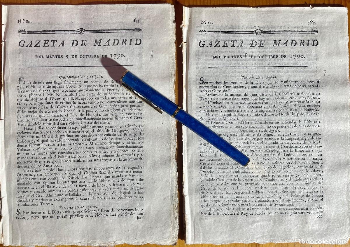 Sammeln von Zeitschriften und Zeitungen: BILBAO- CADIZ- MADRID- GACETA- GAZETA DE MADRID- DOS NUMEROS- 1790