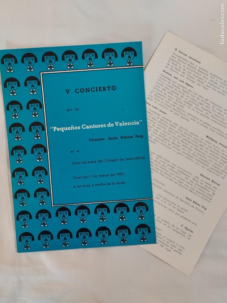 Collezionismo di Riviste e Giornali: ANTIGUO PROGRAMA : PEQUE&Ntilde;OS CANTORES DE VALENCIA V CONCIERTO: DIR. JES&Uacute;S RIBERA FAIG 1965