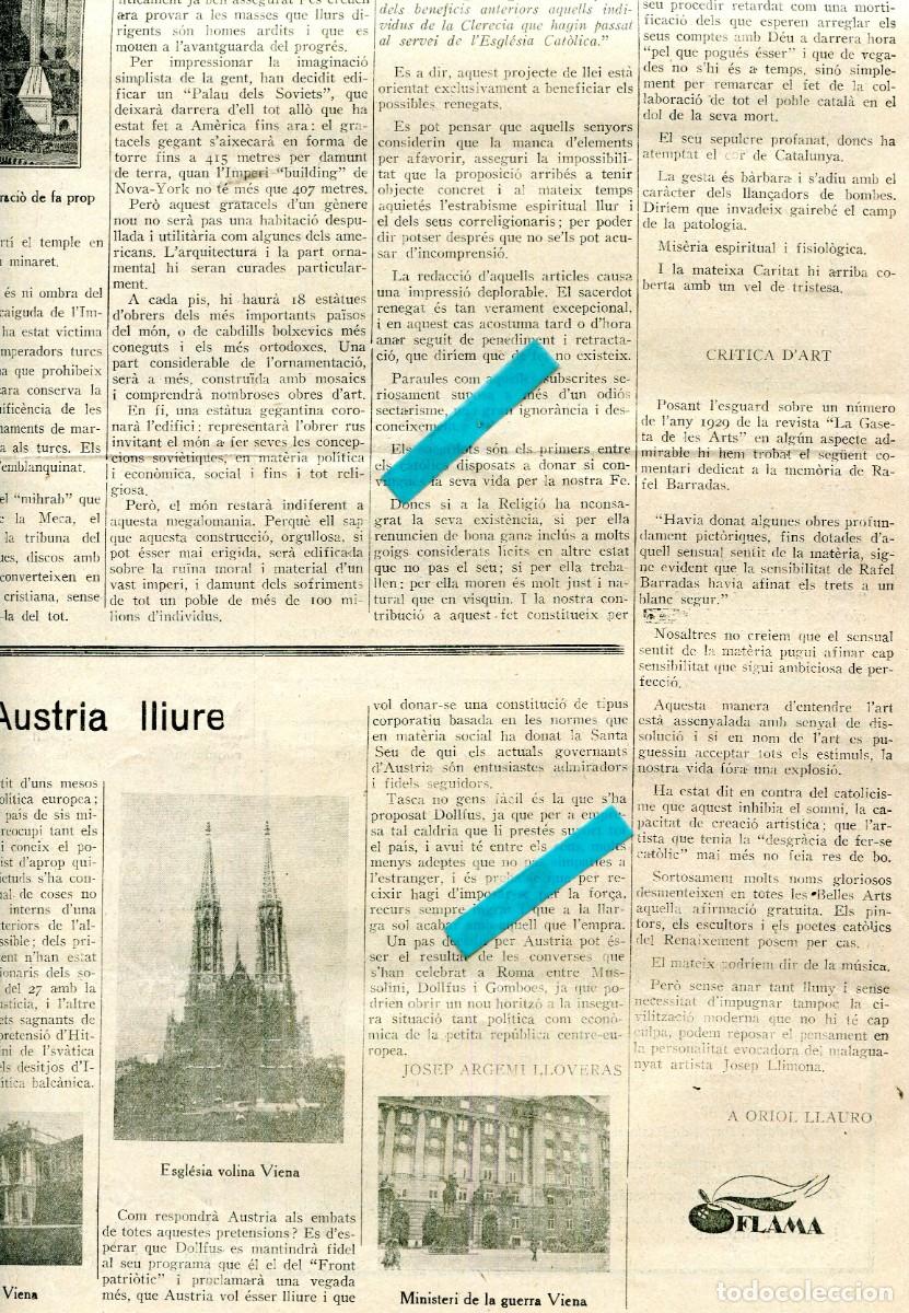 Coleccionismo de Revistas y Peri&oacute;dicos: DIARI ANY 1934 CRITICA A RAFAEL BARRADAS PRIMER CONGRES DE JOVES FEJOCISTES DE CATALUNYA