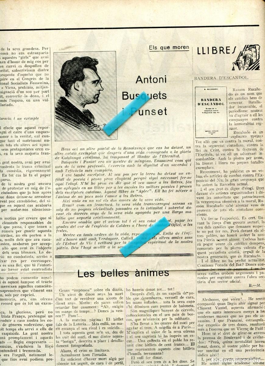 Coleccionismo de Revistas y Peri&oacute;dicos: PERIODICO ENTERO A&Ntilde;O 1934 CATOLICOS CONTRA EL DESNUDISMO NATURISTA EN LAS PLAYAS PICASSO BUSQUETS