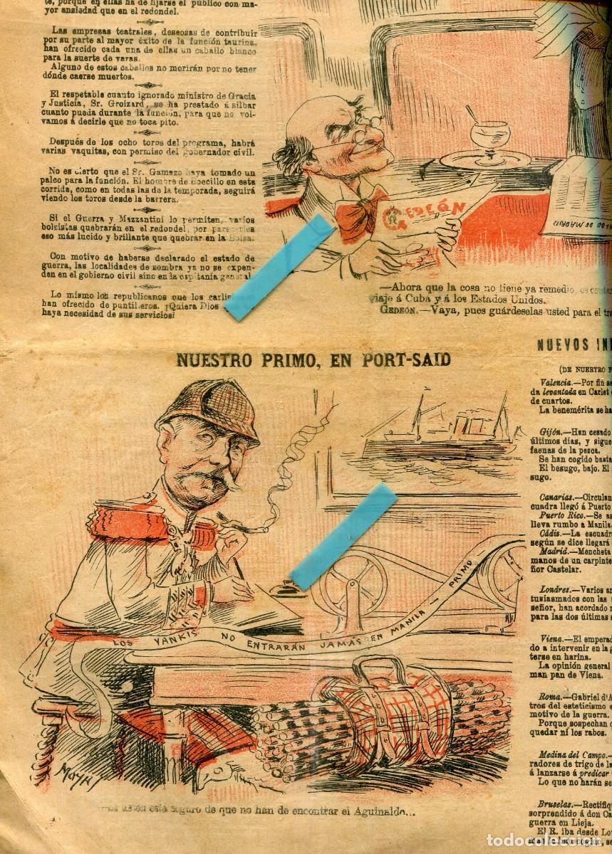 Coleccionismo de Revistas y Peri&oacute;dicos: REVISTA SATIRICA GEDEON A&Ntilde;O 1898 CARICATURAS DIBUJOS SATIRICOS DE LA GUERRA DE CUBA Y FILIPINAS
