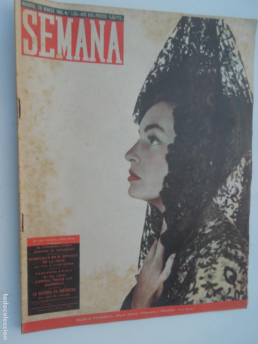 Coleccionismo de Revistas y Peri&oacute;dicos: SEMANA REVISTA N&ordm; 1101- 03-1961 -MAR&Iacute;A DOLORES VILLANUEVA Y VILLOSLADA- ARTICULOS DE LA EPOCA