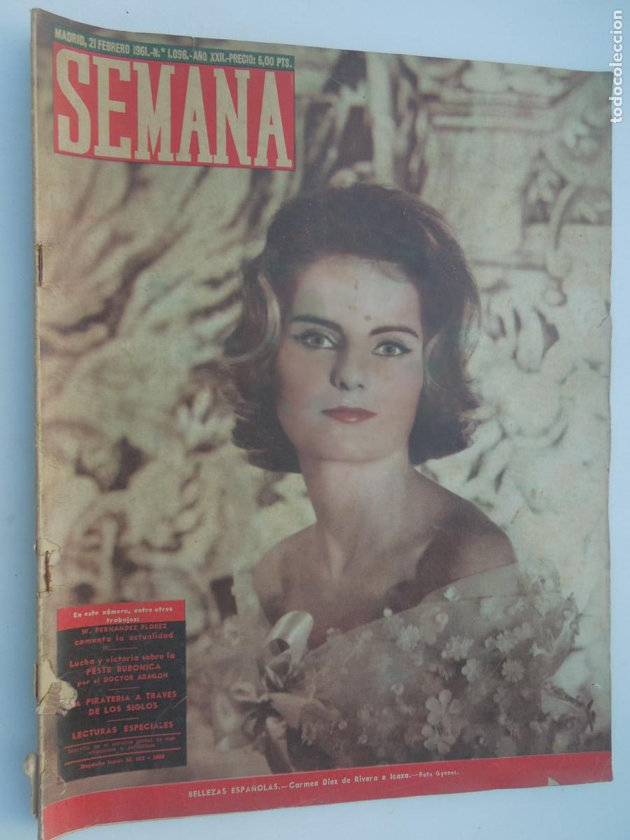 Coleccionismo de Revistas y Peri&oacute;dicos: SEMANA REVISTA N&ordm; 1096 - 12-1961- CARMEN DIEZ DE RIVERA E ICAZA -PESTE BUBONI- ARTICULOS DE LA EPOCA