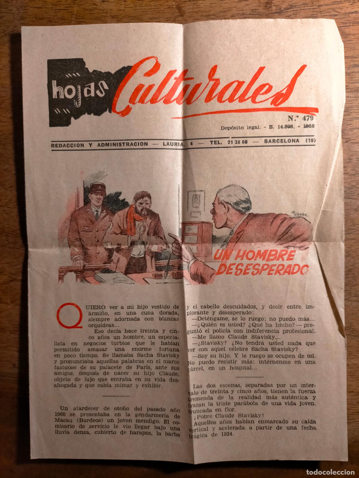 Collectionnisme de Revues et Journaux: Hojas Culturales n&ordm;479 un hombre desesperado ventanal colas y tolin