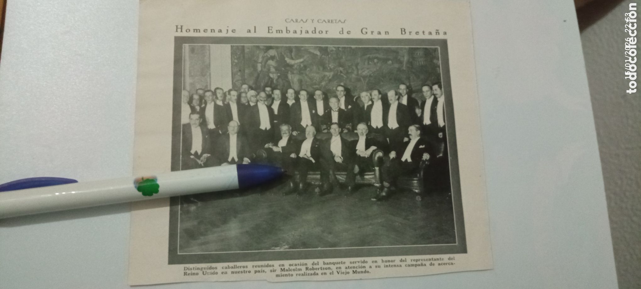 Sammeln von Zeitschriften und Zeitungen: RECORTE 1927 - HOMENAJE AL EMBAJADOR DE GRAN BRETA&Ntilde;A - SIR MALCOLM ROBERTSON