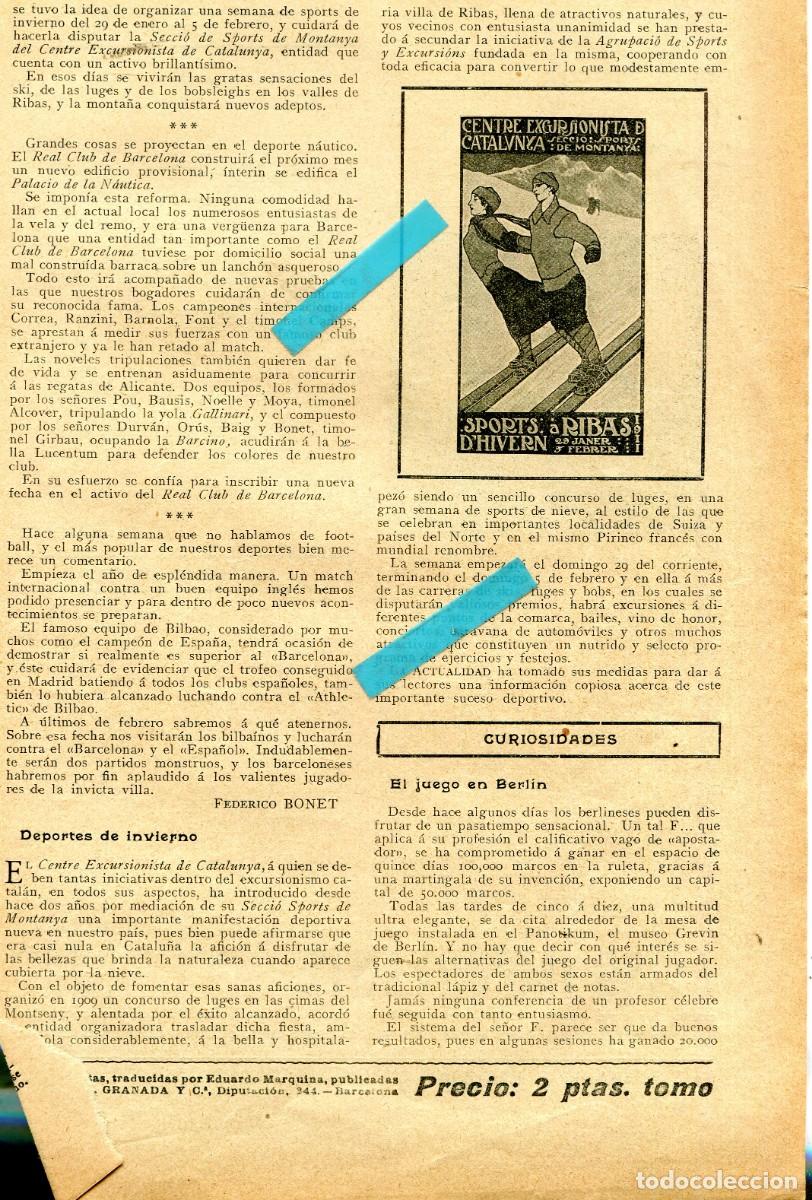 Coleccionismo de Revistas y Peri&oacute;dicos: RECORTE DE PRENSA A&Ntilde;O 1911 CARTEL CONCURSO DE ESQUI EN RIBAS RIBES DE FRESER CATALUNYA