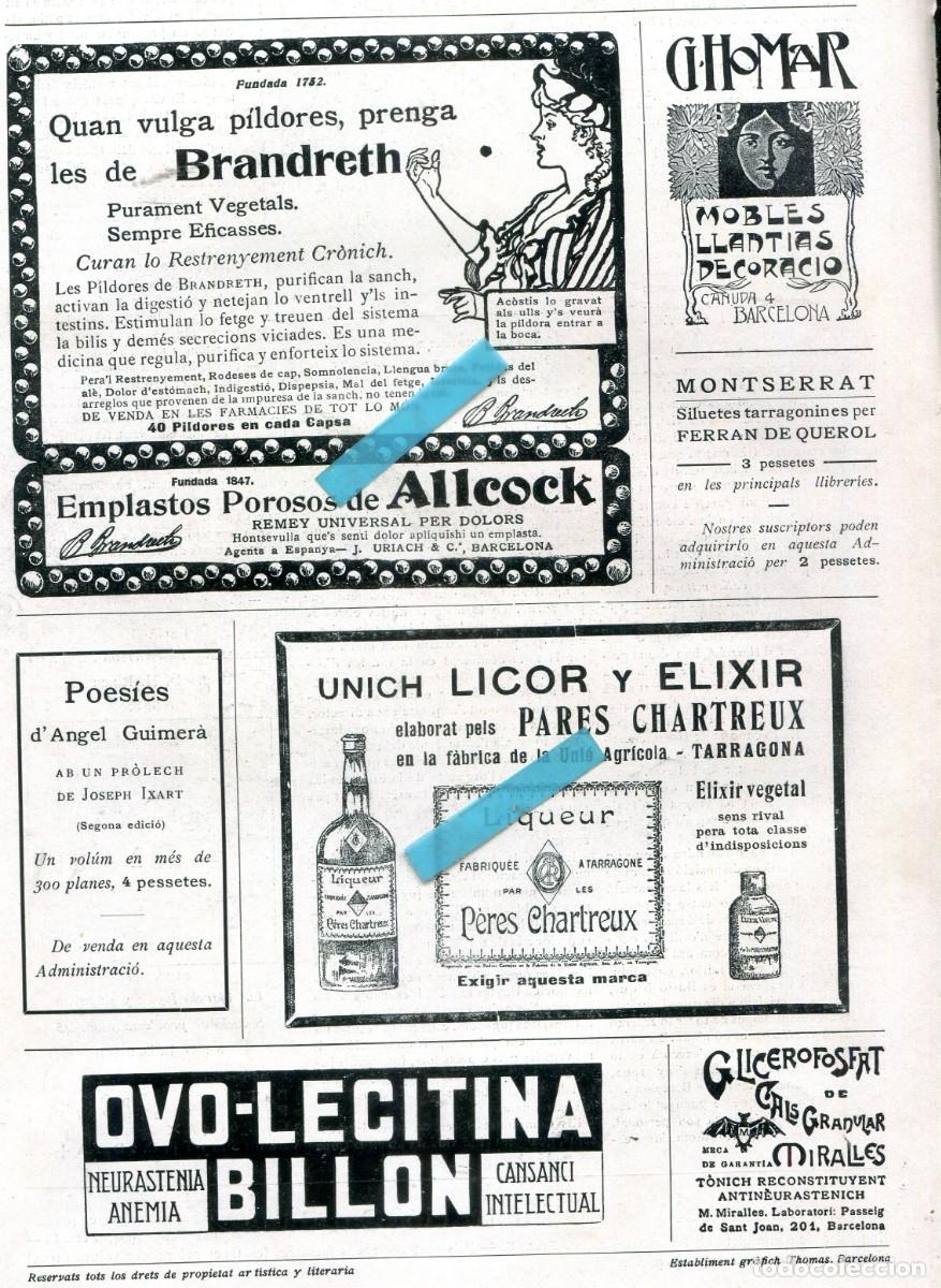 Coleccionismo de Revistas y Peri&oacute;dicos: REVISTA ENTERA A&Ntilde;O 1905 PUBLICIDAD DE PARES CHARTREUX CHARTREUSE FABRICADO EN TARRAGONA