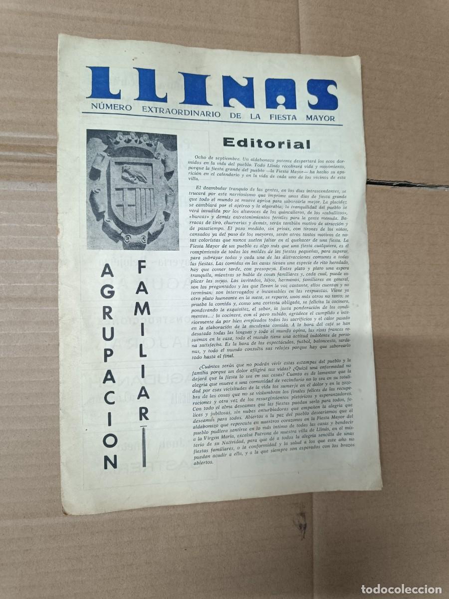 Collectionnisme de Revues et Journaux: ANTIGUA REVISTA LLIN&Aacute;S DE 1972, EXTRA FESTA MAJOR DE LLINARS DEL VALL&Egrave;S -P6